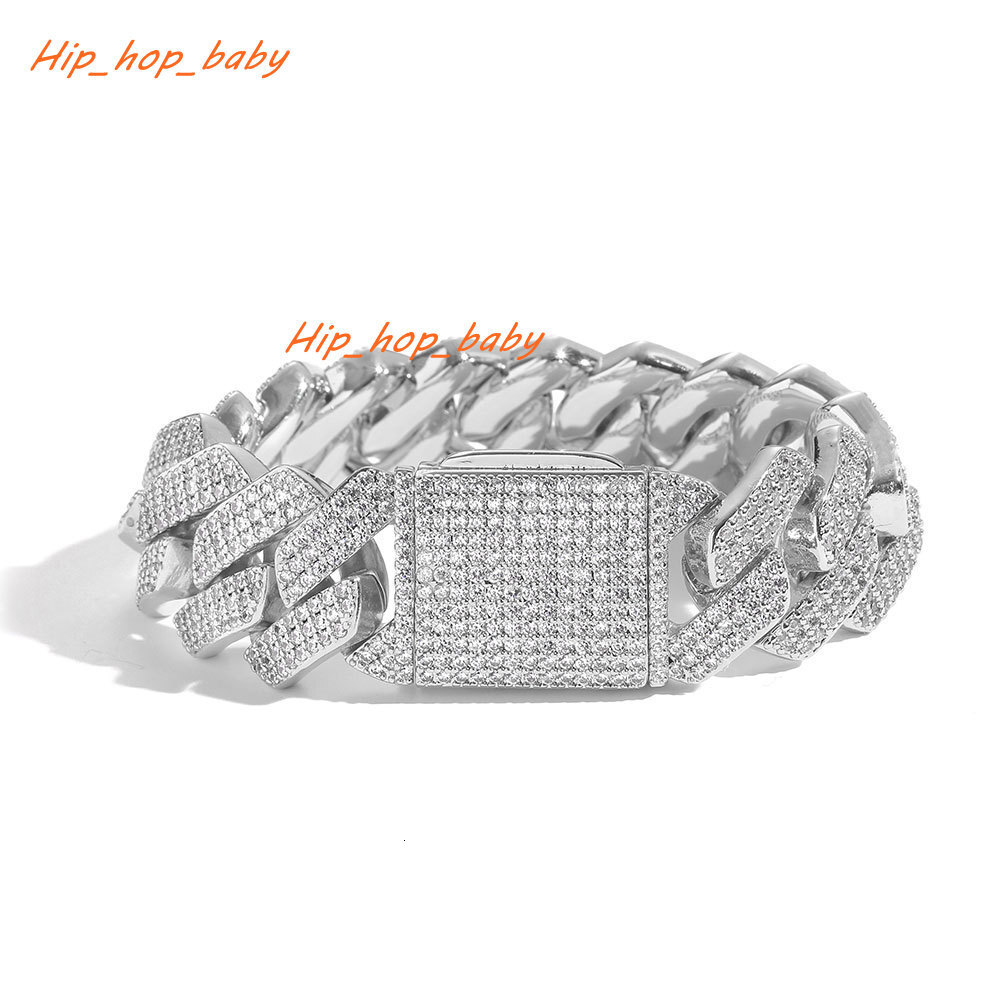 20MM Moissanite Miami Cuban Link Chain in Silver 925 19MM Cuban Chain Bracelet Hiphop Jewellery Diamond Tennis Chain Men