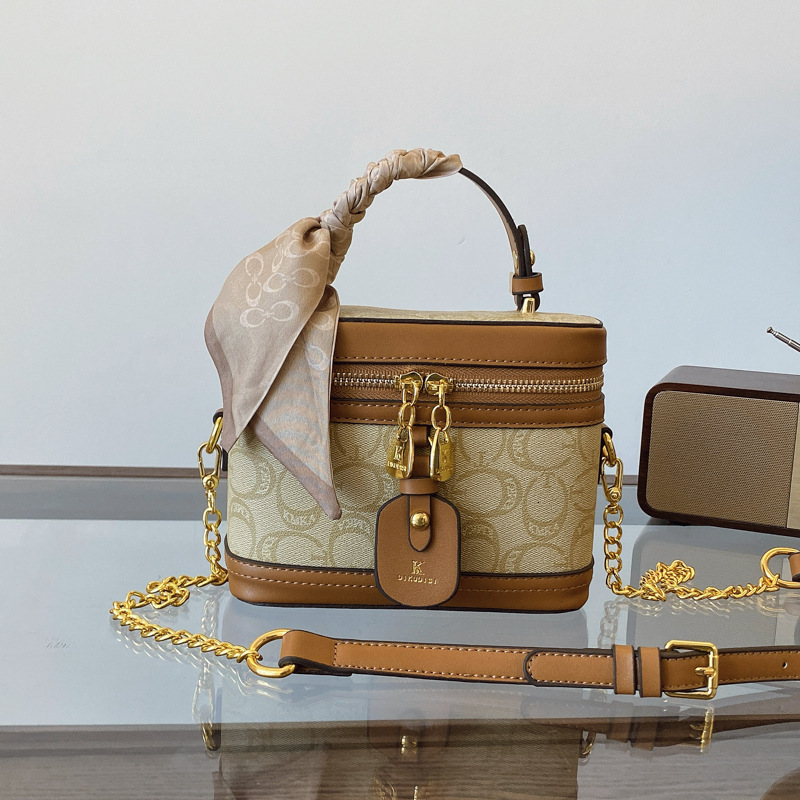 Designer High-End Printed Handbag Box for Women 2025 New Fashion Shoulder Crossbody Bucket Color-Block Small Square Light Luxury Women's Bag