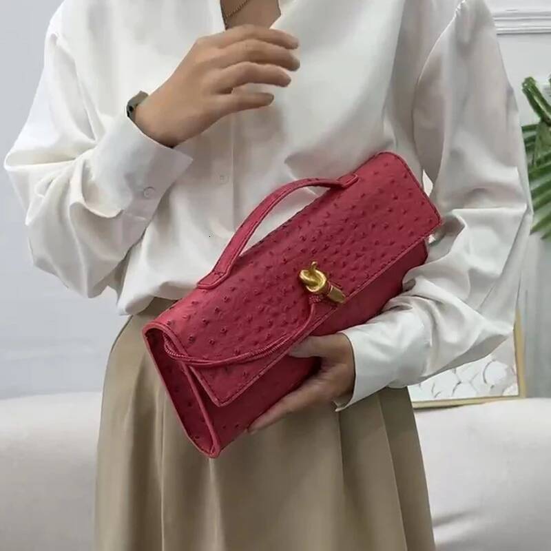 New Genuine Leather Woven Trendy Clutch High-end Golden Knot Crossbody Bag Brand Design Shoulderbag Baguette Handbag Hot high-quality
