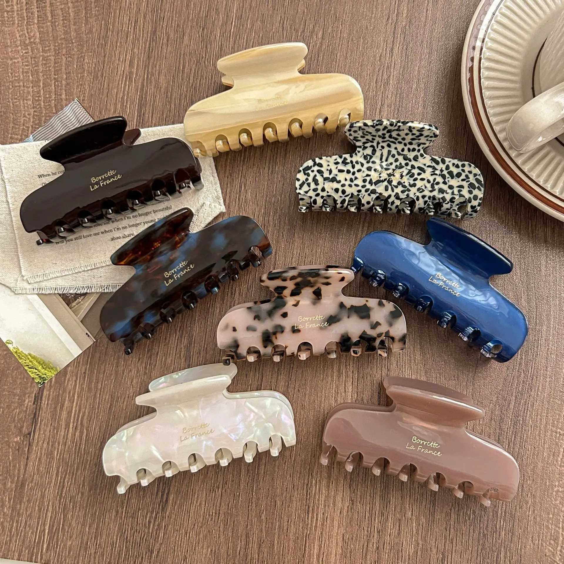 1pc Korean France acetate grab clipsimple retro French elegant temperament back of the head coil hair shark clip hairpin Z250707