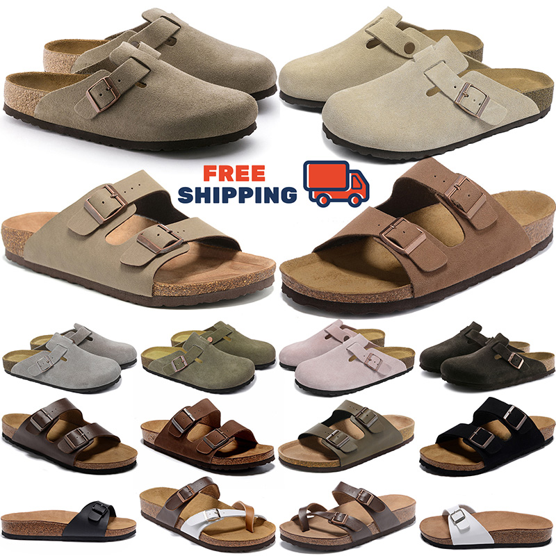 Free shipping Slippers Designer sandals Bostons Clogs slides Womens Mens Cork Slides Suede Leather Flip Flops buckle Casual Shoes