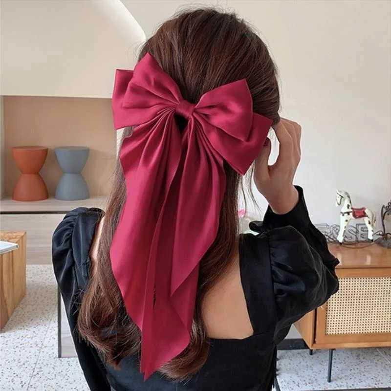 Solid Color Bow Ribbon Hair Clip New Women Large Bowknot Barrettes Women Ponytail Clip Headband Girls Hair Accessories Gift Z250707