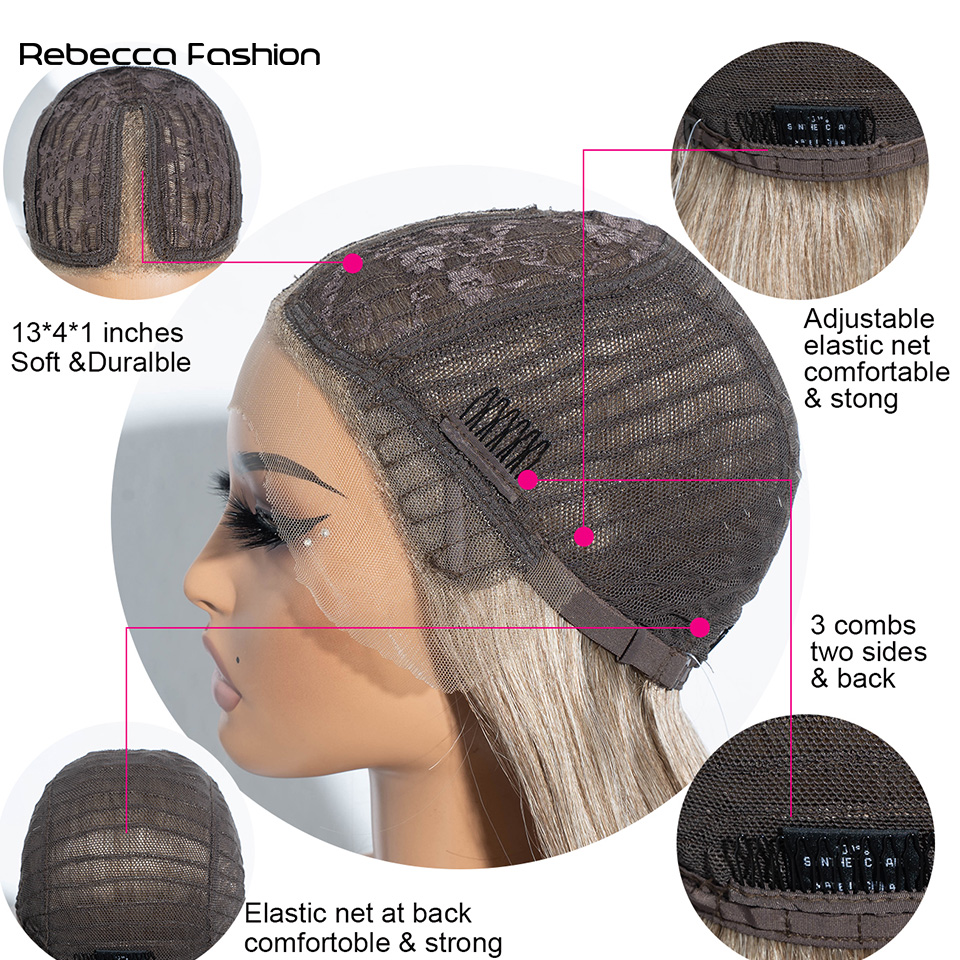 Rebecca Fashion Front High-definition T Lace Synthetic Fiber Wig High Temperature Resistant Wire 13*4*1 Lace Bangs Daily Party For Women