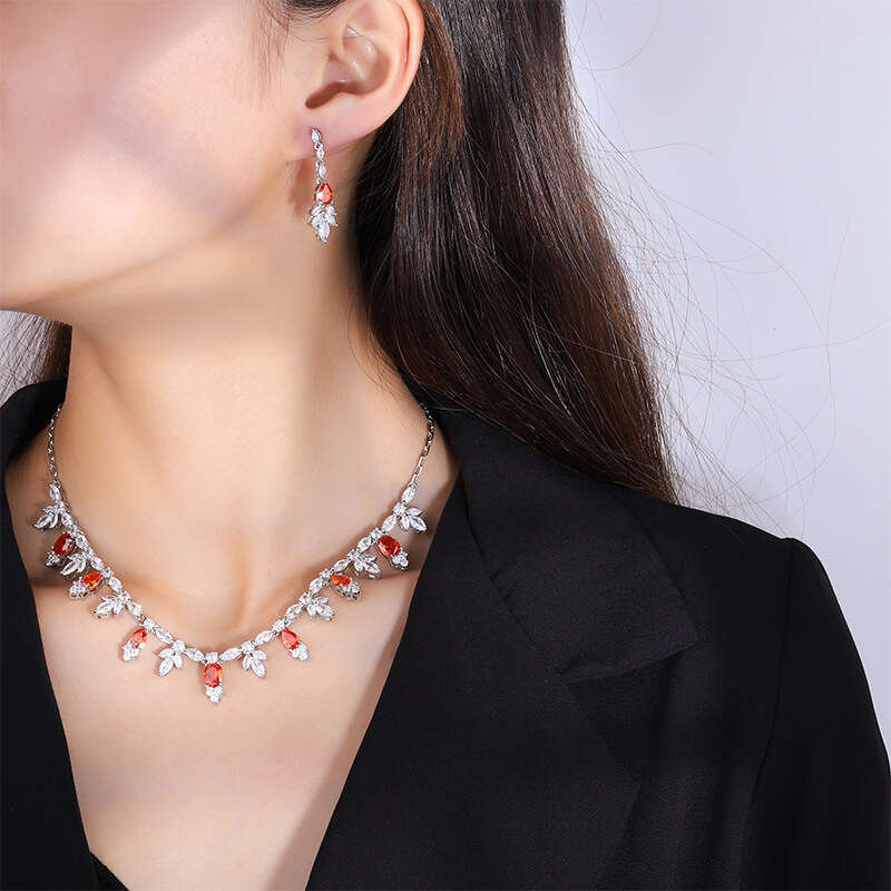 New High-End Floral Jewelry Banquet Dress Accessories Set Elegant Earrings Necklace Tassel Exquisite Pendant 317