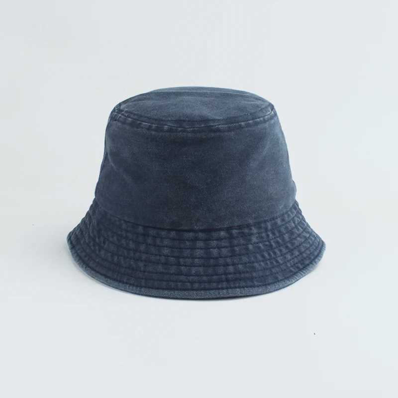Washed Denim Bucket Hat Kids Wide Brim Cotton Fisherman Hat Girls Boys Summer Panama Sun Hat Outdoor Beach Fishing Cap Y250707