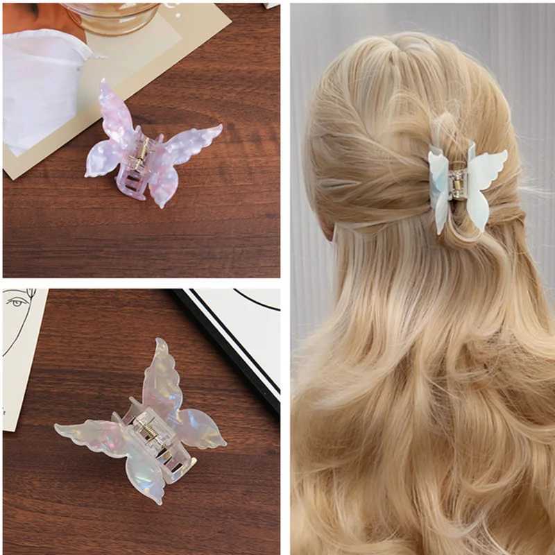 Acetate Retro Butterfly Hair Claw Sweet Cute Fairy Colorful Women Hair Clip Crab Headband Hair Styling Accessories Y250707