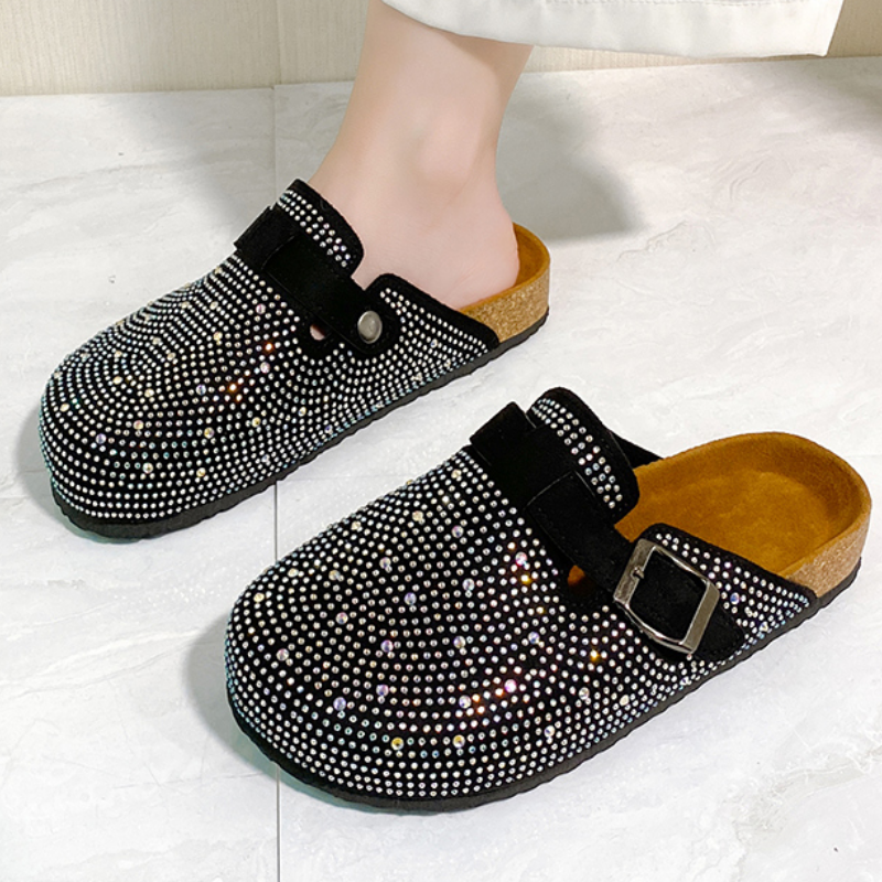 New designer slides clogs slippers Crystal Chunky Outdoors Mules womens sliders Summer slipper Buckled Luxury sandals Casual Beach flip flops size 35-