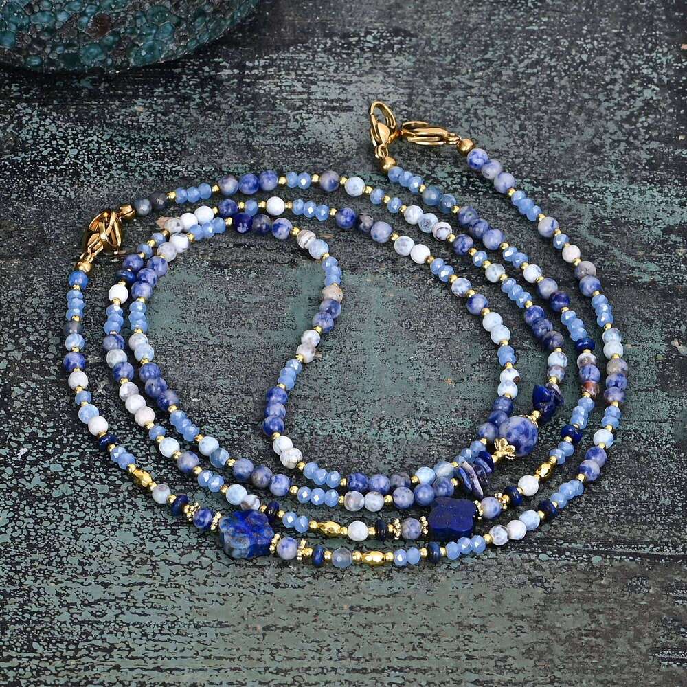 New Natural Stone Lapis Lazuli Beaded Phone Chain Friendship Gift