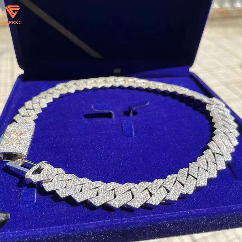 Lifeng Luxury 18mm Moissanite Cuban Chain Custom Jewelry for Hip Hop Fans Iced Out Diamond Cuban Necklace
