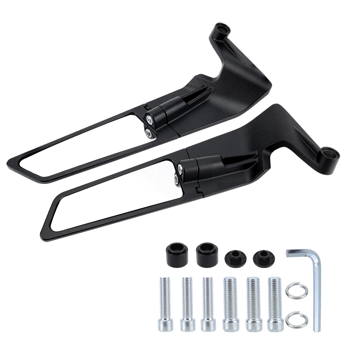 Universal Fixed-Wing Spoiler Side Mirrors for Motorcycles - Adjustable Rear View Visibility Enhancement