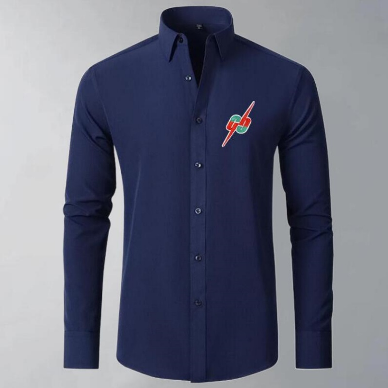 2025 Luxury Men's Dress Shirts Men Summer Long Sleeve Embroidered Brand Logo Slim Fit Mens Women Dress Shirts Casual Checks Gingham Chemise Homme Asian Size S-5XL
