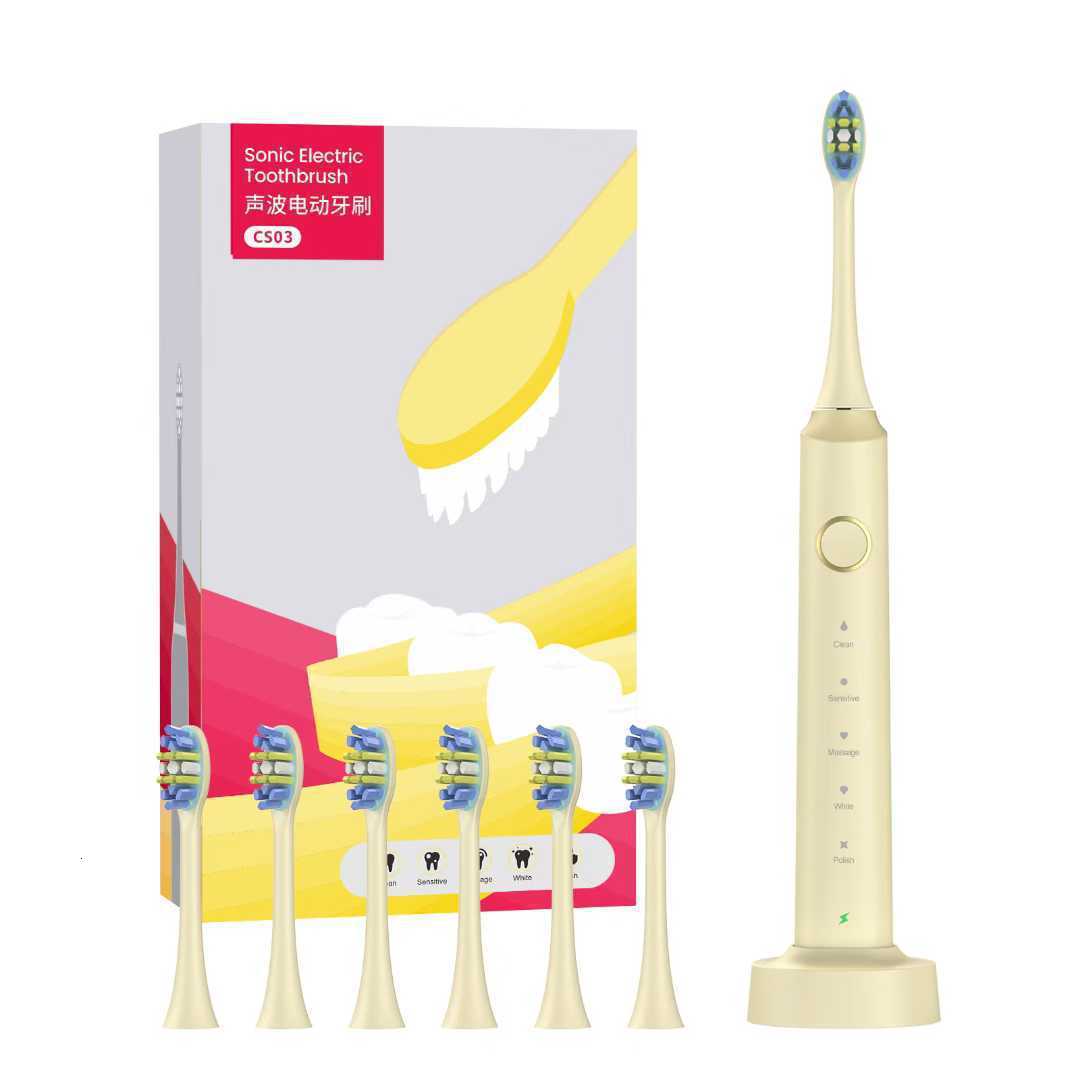 6 Brush Heads Sonic Electric Toothbrush Inductive Charging Soft Hair Portable Adult Toothbrush Gift231012