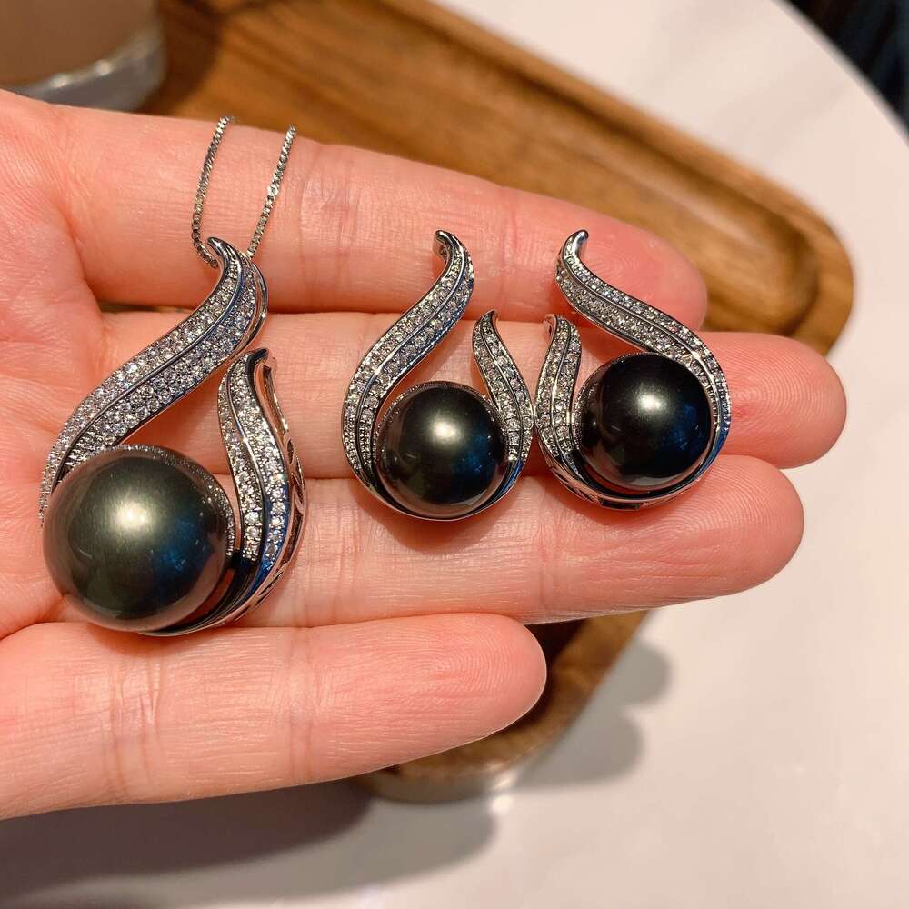Tiktok Earth Creek Mother-Of-Pearl Necklace And Earrings Jewelry Set For Wedding Evening Party Accessories 0F2