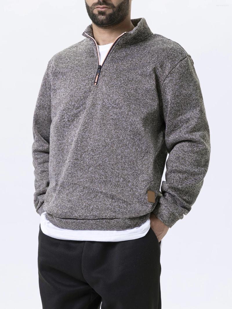 Men's Hoodies Quarter Zip Up Sweaters Slim Fit Lightweight Mock Neck Pullover Casual Half Turtleneck Knitted Outdoor Streetwear