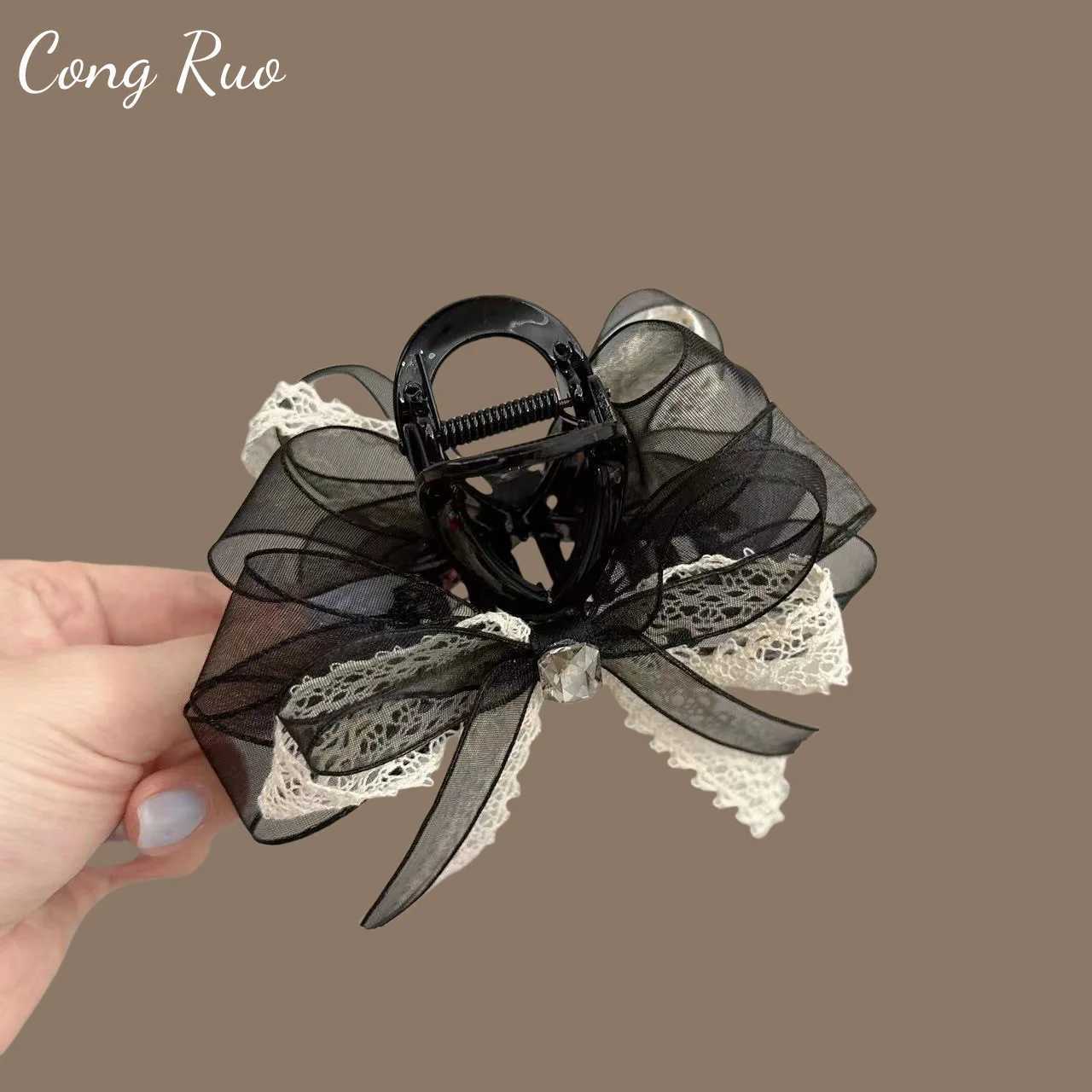 2025 New Original Design Bow Grab Clip Back Head Lace Hairpin Summer Half Tie Ponytail Clip Headgear Disc Hair Shark Clip Z250707