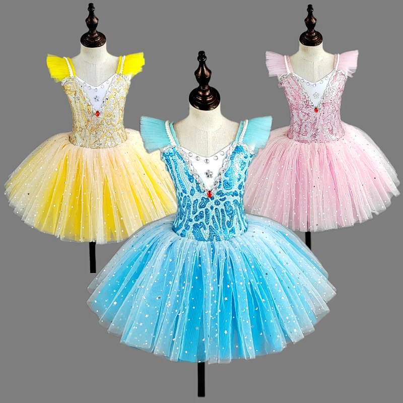 Children's sequined ballet skirt girls' dance skirt campus dance program stage group performance costume ballet dancer costume dance practic