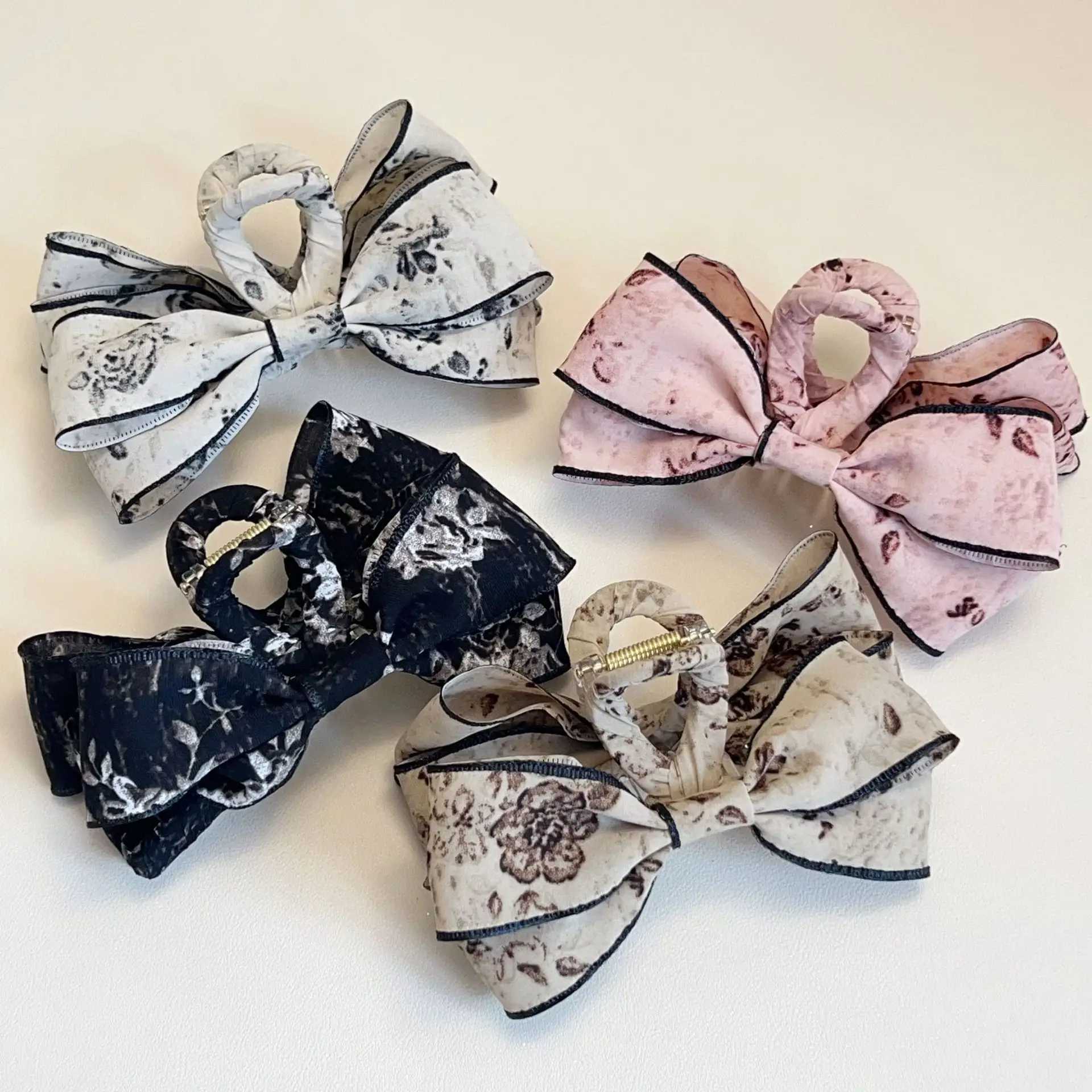 Bow Hairpin Womens Back of The Head 2025 New Headdress Clip Cute Half Tie Hair Grab Clip Shark Clip Large Z250707