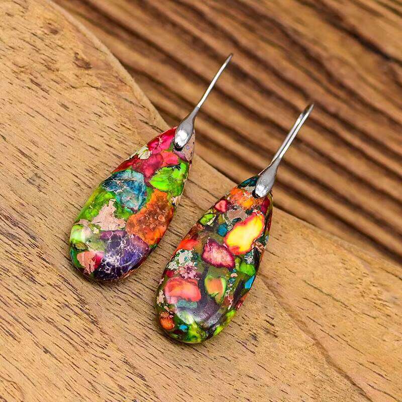 New Multi-color Matching Water Drop Natural Stone fashion Women's Earrings