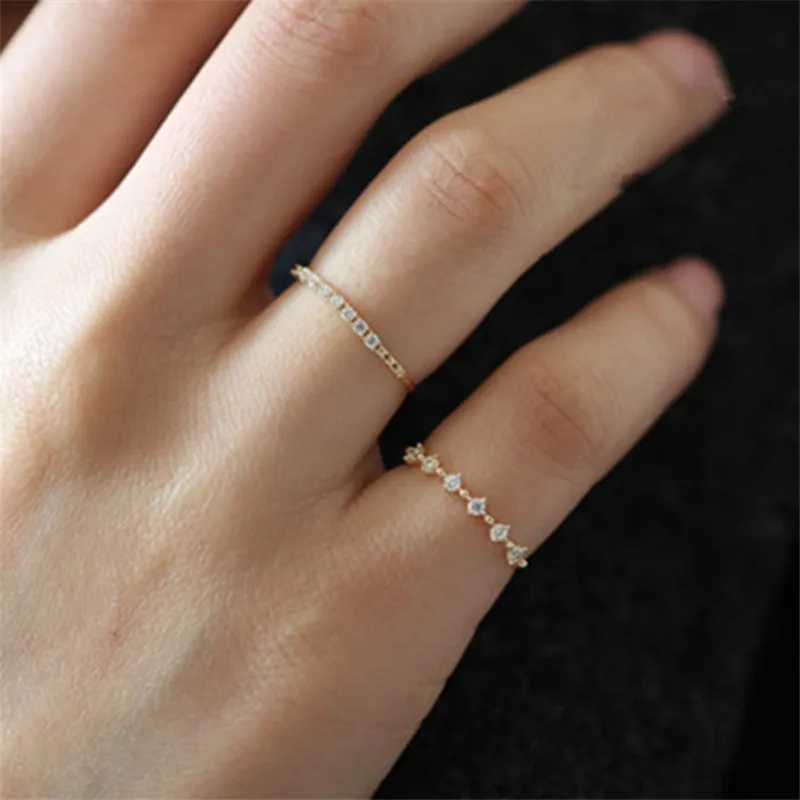925 Sterling Silver Plating 14k Gold Fashion Simple Pav Diamond Ring Women Exquisite Sweet Wedding Jewelry Accessories XJ250707