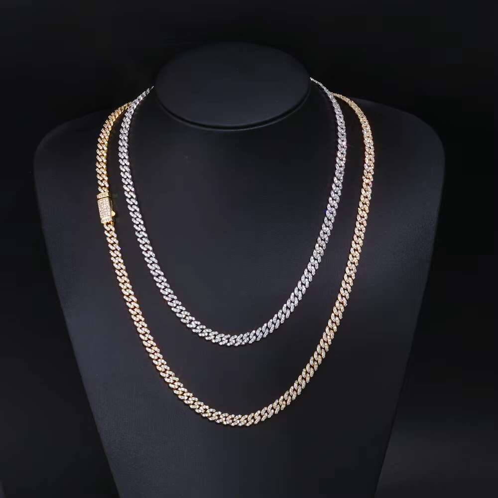 NUOYA Women 6mm Shiny Cuban Chain 18K Gold Plated Full Pave CZ Iced Out Link Necklace Hip Hop Fine Jewelry