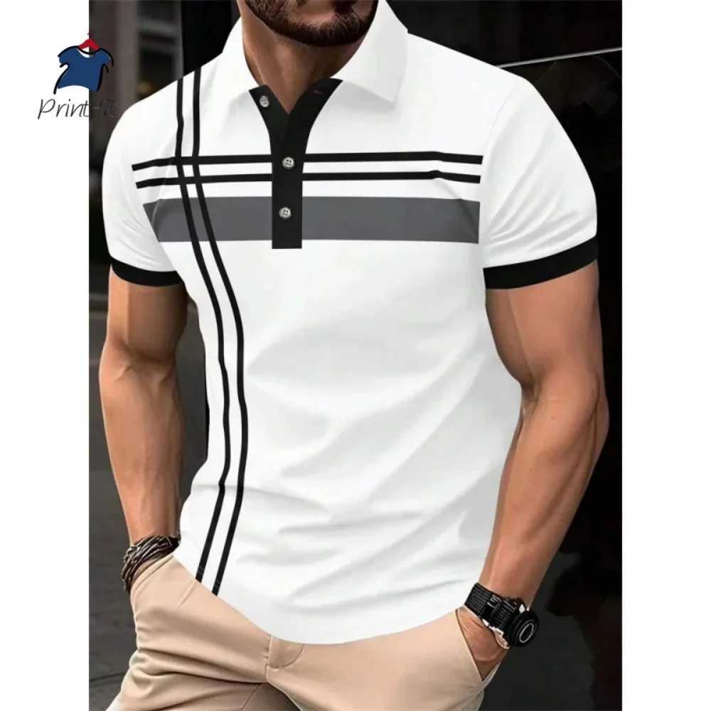2025 Mens T-shirt Classic Short Sleeve Polo Shirt Summer Top Casual T-shirt Button Lapel Super Large S-3XL Casual Polo Shirt Y250707 Y250707
