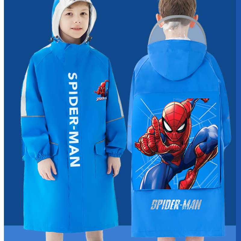 Disney children's raincoat Kid's zipper raincoat Primary school student raincoat Cartoon hiking raincoat Waterproof backpack with reflective