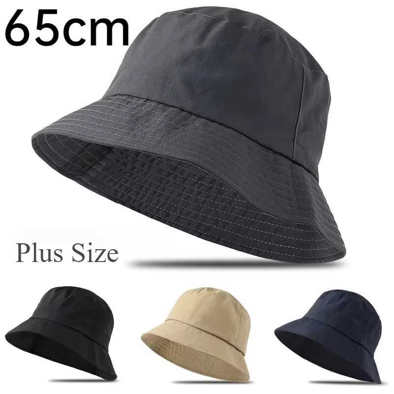 Men Large Size XXL 65cm Bucket Hats Plus Size XL 63cm Sun Hats Women Big Head Waterproof Fisherman Hat Summer Sunscreen Panama Y250707