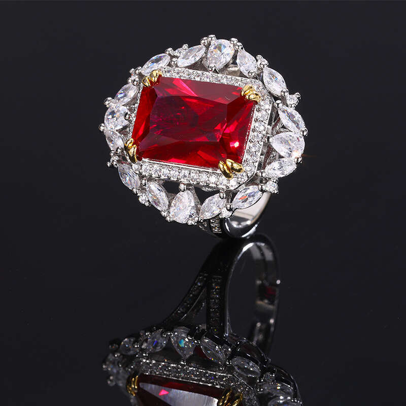 Jewelry Simulation Red Live New Fashion Pink Emerald Zircon Ring 1Dd