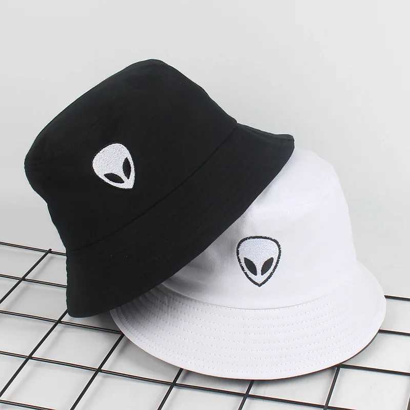 New Alien Foldable Bucket Hat Women Beach Sun Flat Hats Men Fisherman Outdoor Alien Hip Hop Caps Boonie Gift Y250707
