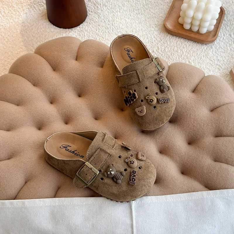 2025 Children Mules for Girls Spring Autumn New Fashion Korean Style Soft Bottom Non-slip Versatile Cut-outs Sweet Casual Shoes R250707