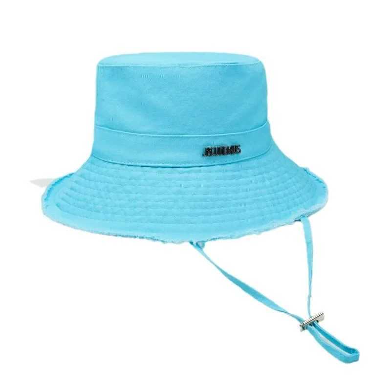 2025 New Frayed Metal Letter Large Brim Fishermans Hat for Women Summer Sun Protection Outdoor Hiking Trend Sun Protection Hat Y250707