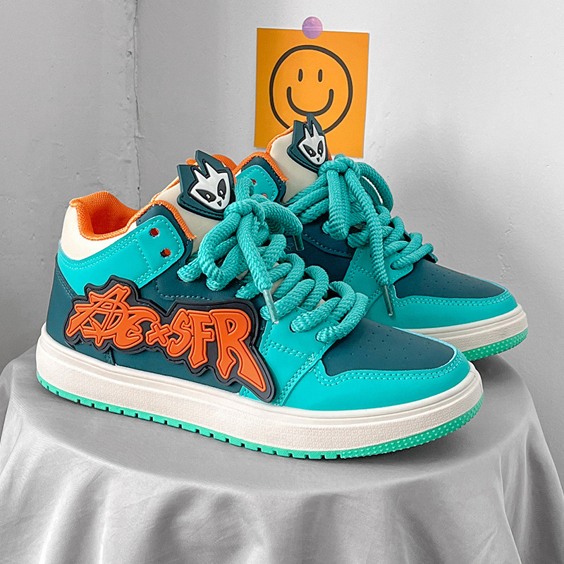 New men's skate shoes, cute little devil style trendy shoes, dopamine - inspired outfits, trendy sports shoes, fashionable, casual, niche, high -