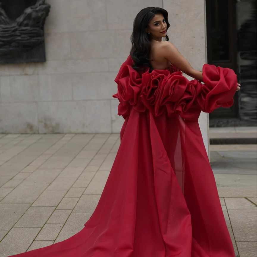 Sexy Strapless Pearls Mermaid Wedding Dresses Beading Sequins Arabic Bridal Gowns With Cape Floor Length Wedding Robe Customized