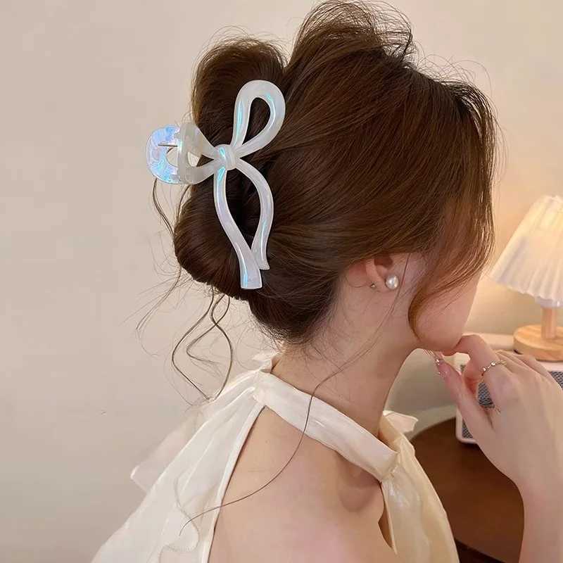 AISHG Pearlescent Bow Crab Hair Clip for Women Jelly Claw Clips Scissors Shape Clamp Barrette Hairpin Girls Hair Accessories Z250707