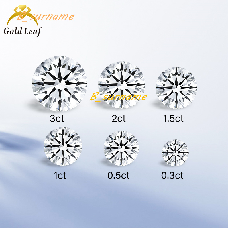 Goldleaf GIA IGI Certified Wholesale Lab Diamond Round Brilliant Cut 0.3CT 0.5CT 1CT 2CT 3CT D VVS VS HPHT CVD Lab Grown Diamond