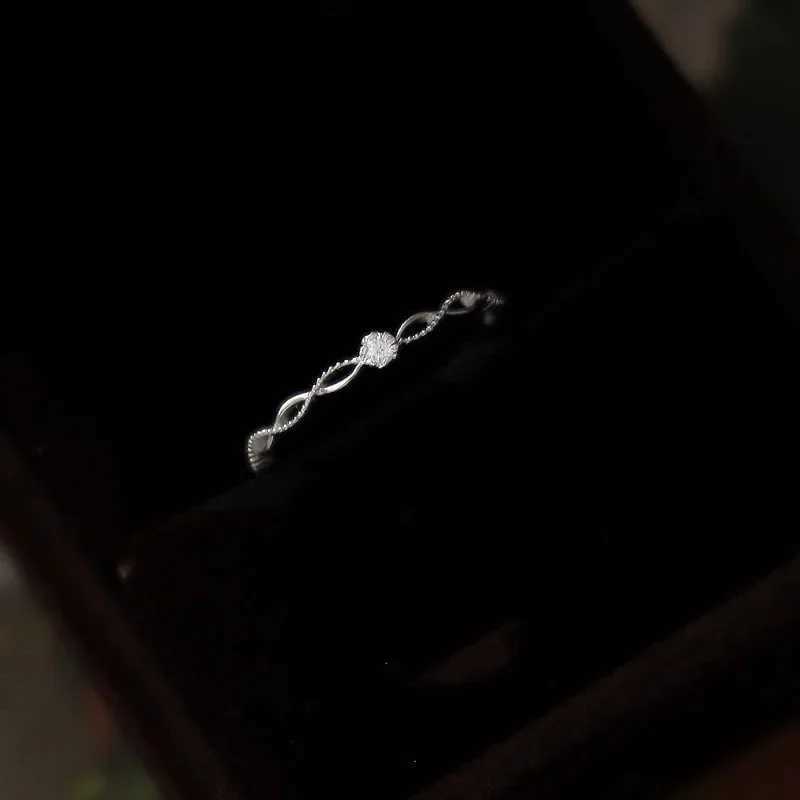 100% Real 925 Sterling Silver Geometric Cross Line Zircon Opening Adjustable Rings for Women Fine Jewelry Minimalist Accessories XJ250707
