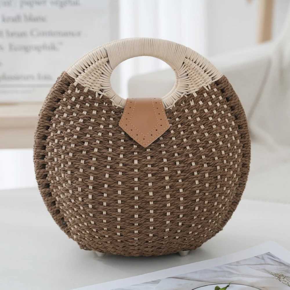 Bag Summer For Women Large Capacity Female Beach Tote Bag Round Shape Handwoven Shell Handbag