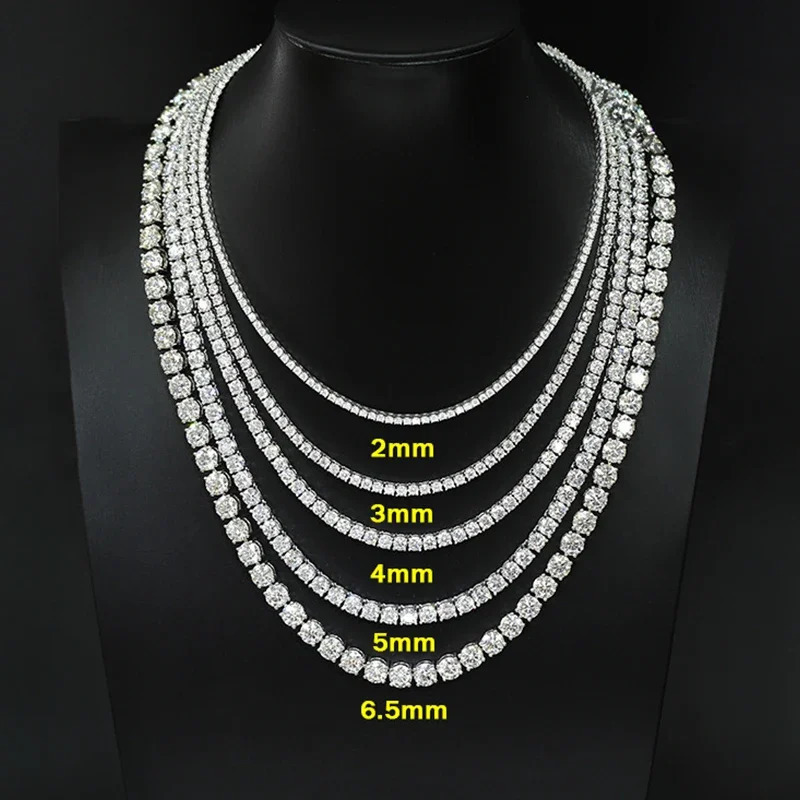 EWYA Sparkling Real Full 2.5/3/4/5mm D Color Tennis Necklace for Women S925 Silver Diamond Neck Chain Necklaces Gift 250702