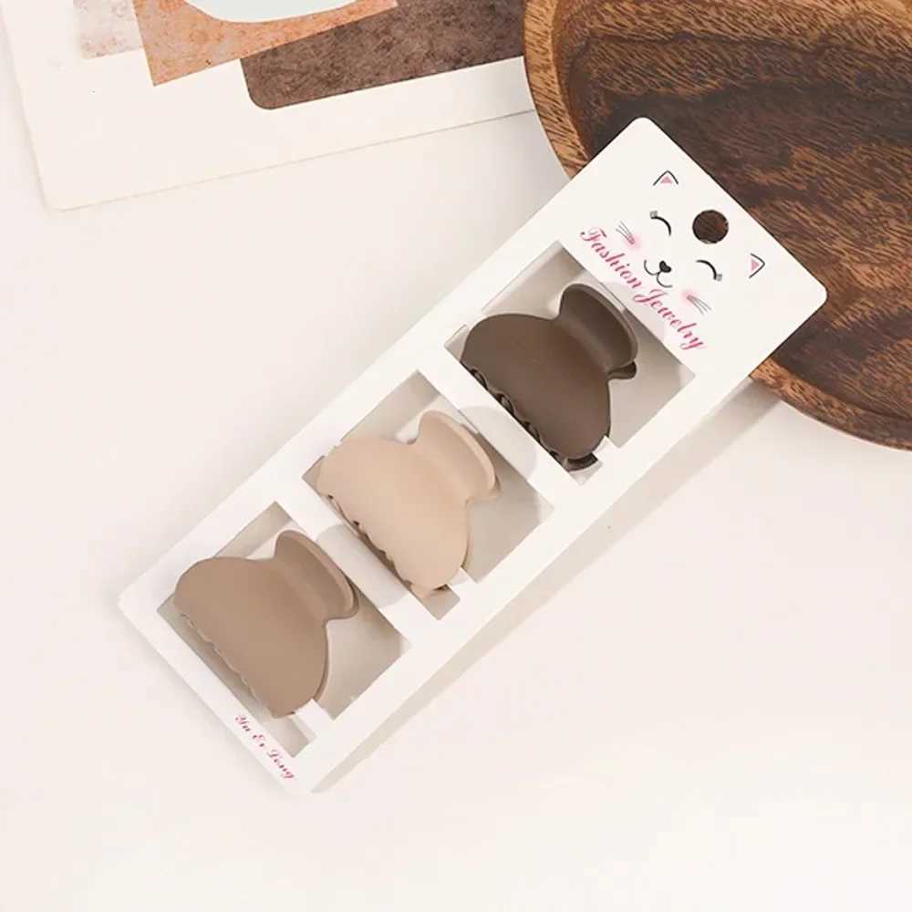 3pcs/set Coffee Color Small Hair Claw Frosted Geometric Simple Hairpin Hair Clip Barrettes for Women and Girls Hair Accessories Headwear Y250707