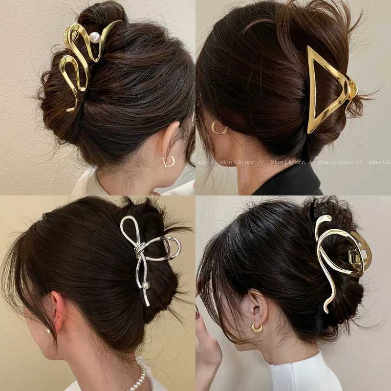 Metal Geometric Hair Claw Crab Hairpins Fashion Cross Hair Clips Barrettes Women Girls Korean Ponytail Clip Hair Accessories Z250707