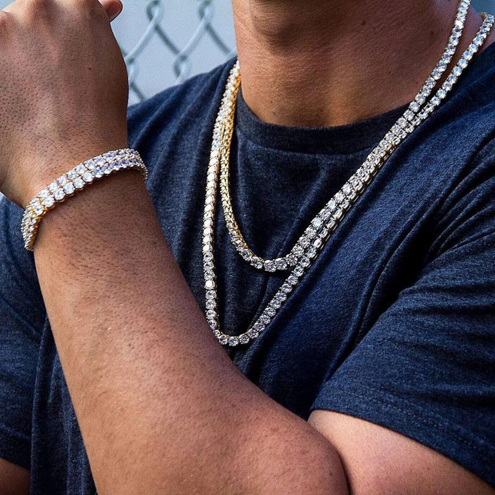 Hip-Hop 1 Row Cz Tennis Chain Necklace Cubic Zircon Iced Out m 4Mm 5Mm 6Mm 18/K Rapper Necklace Drop Jewelry 250702