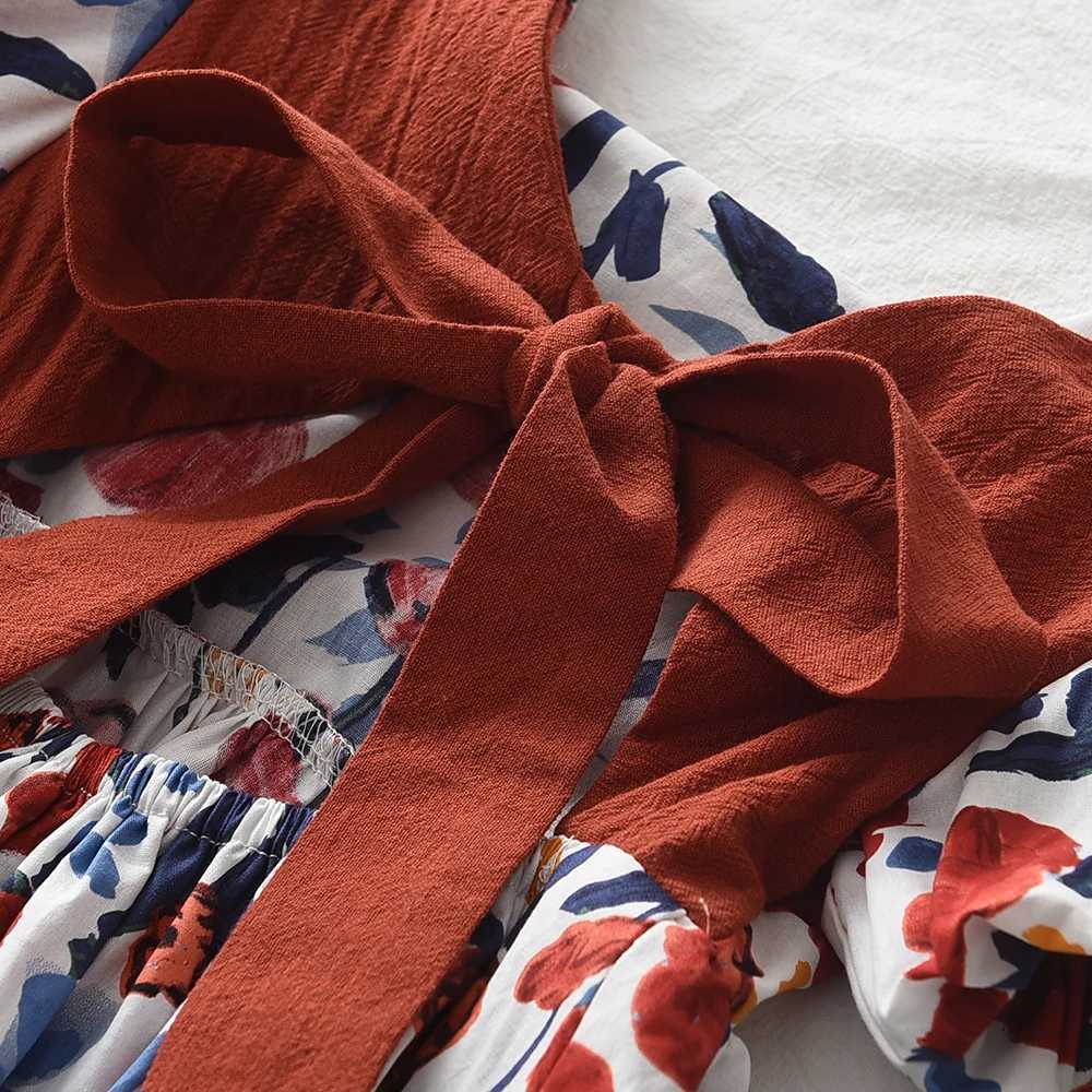 Bear Leader Girl Summer Dress Outfits 2023 New Girls Floral Princess Dress Backless Tie Bow Puff Sleeve Fashion Dress for Ages 3-11 R250707