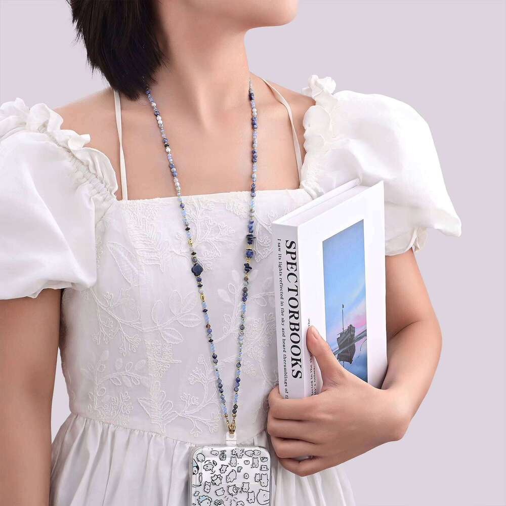 New Natural Stone Lapis Lazuli Beaded Phone Chain Friendship Gift