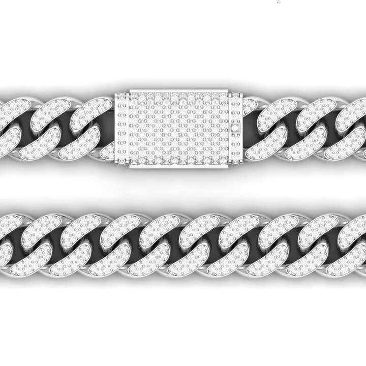 Luxury 925 Sterling Silver Trendy Chain with Moissanite Diamond Fully Iced Bling Hip-Hop Cuban Style for Men-for Weddings Gifts