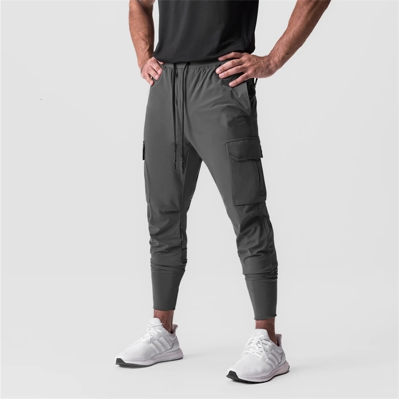 Cargo Pants Gym Mens MultiPocket Straight Bottom Sports Fitness Men Casual Trousers Track 250611
