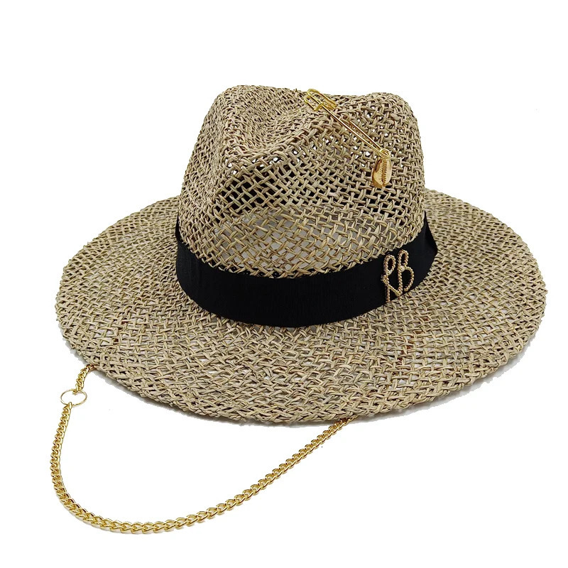 Womens Hat Salty Grass Straw Letter Jazz Sun Men and Women Summer Panama Outdoor Vacation Beach Wholes 250707