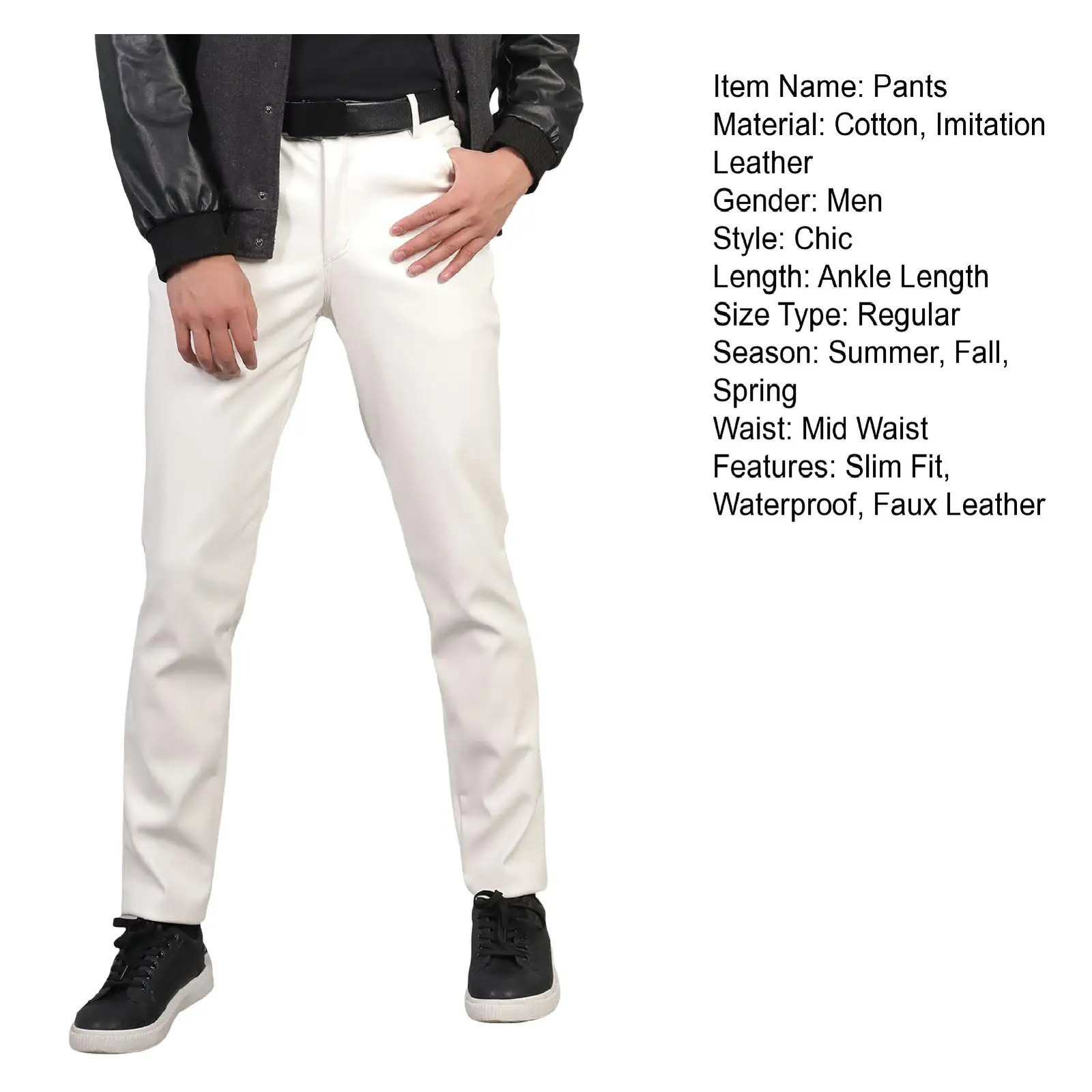 Men Fashion Rock Style PU Leather Pants Night Club Dance Male Faux Slim Fit Skinny Motorcycle Trousers 250704