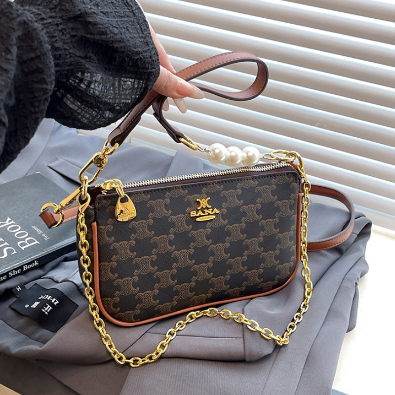 Designer High-End Feel for Women 2025 New Versatile Mahjong Printed Small Square Underarm Stylish Shoulder Crossbody Light Luxury Women's Bag