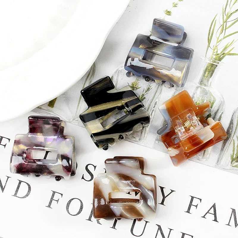 Acetate Mini Square Hollow Hairpin Crab Claw Clip Womens Hair Clips Girls Barrettes Bath Bundle Hair Accessories Y250707