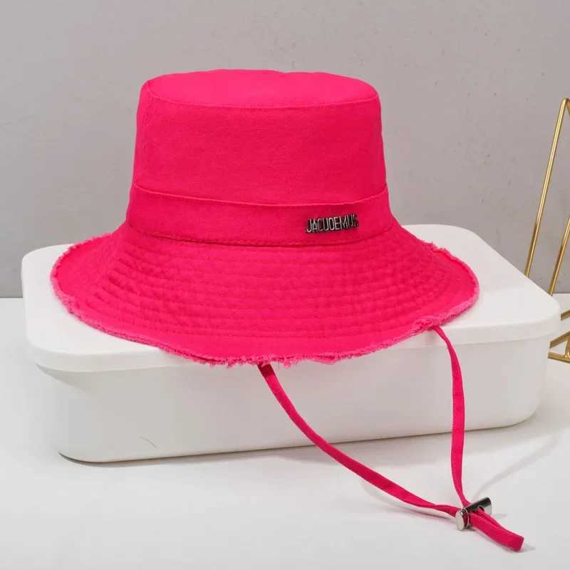 2025 New Frayed Metal Letter Large Brim Fishermans Hat for Women Summer Sun Protection Outdoor Hiking Trend Sun Protection Hat Y250707
